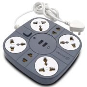 Extension Board with USB Port (Grey, 10 Meter)