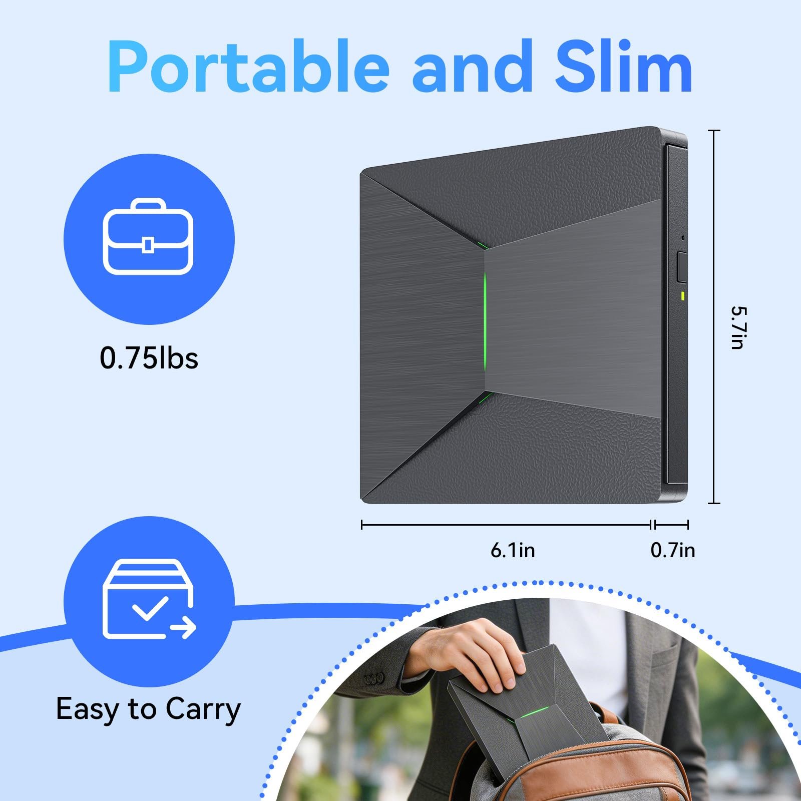 External Bluray DVD Drive, USB 3.0 and Type-C Blu-Ray DVD Burner 3D Slim Optical Bluray CD DVD Drive Compatible with Windows XP/7/8/10, MacOS, Linux for MacBook, Laptop, Desktop - Image 6