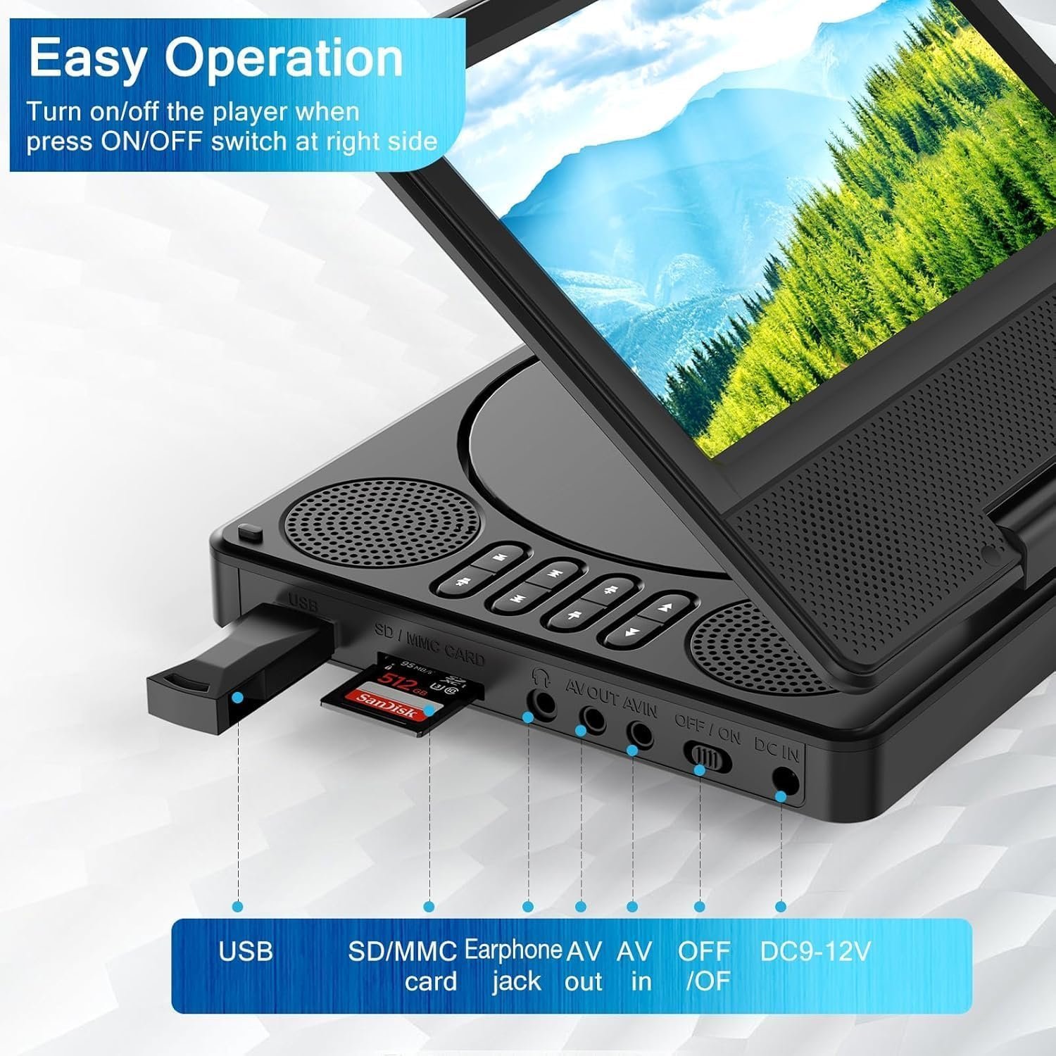 Greal rmvb PD-702 Portable DVD Player with 7 Inch Screen - Image 6