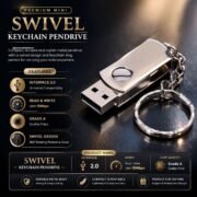 SippyTales~ 128GB, Flash Drive with Keychain, Silver, Swivel Design, Portable Storage, 2.0, High Speed Data Transfer, Upto 15MBPS, Pendrive for Laptop, PC, Car