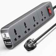 Surge Protector, 4 Universal Sockets with Individual Switch, 2 Meter 6.5 Feet Long Cable, Extension Board Cord, Automatic Overload Protection, Fireproof Power Strip Switch Board, Spike Guard