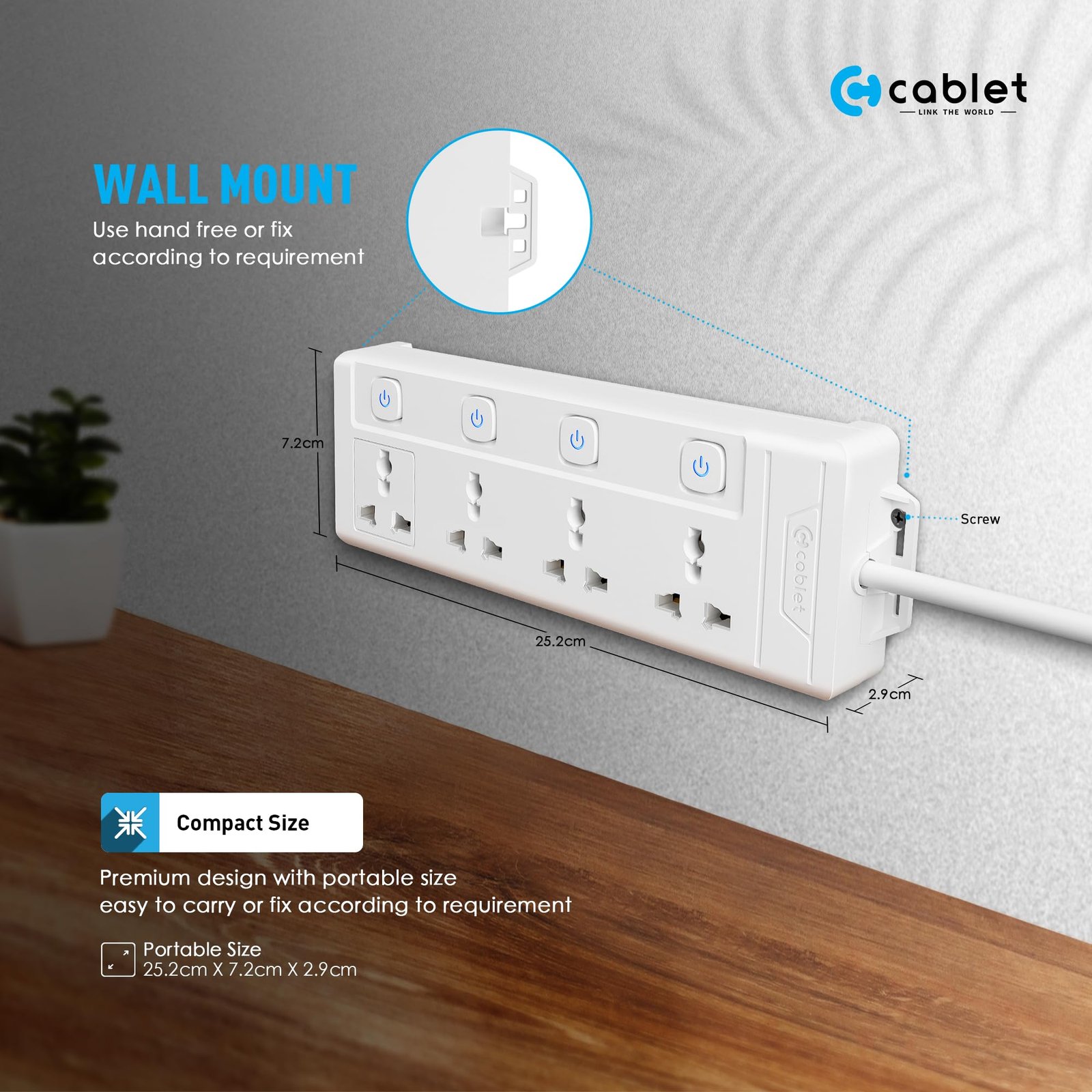 250 Volts Extension Board 2500W 10A, 4 Universal Sockets, Individual Switches, 1.8M Heavy Duty Copper Wire, LED Indicator, Power Strip for Home and Office Use - Image 7