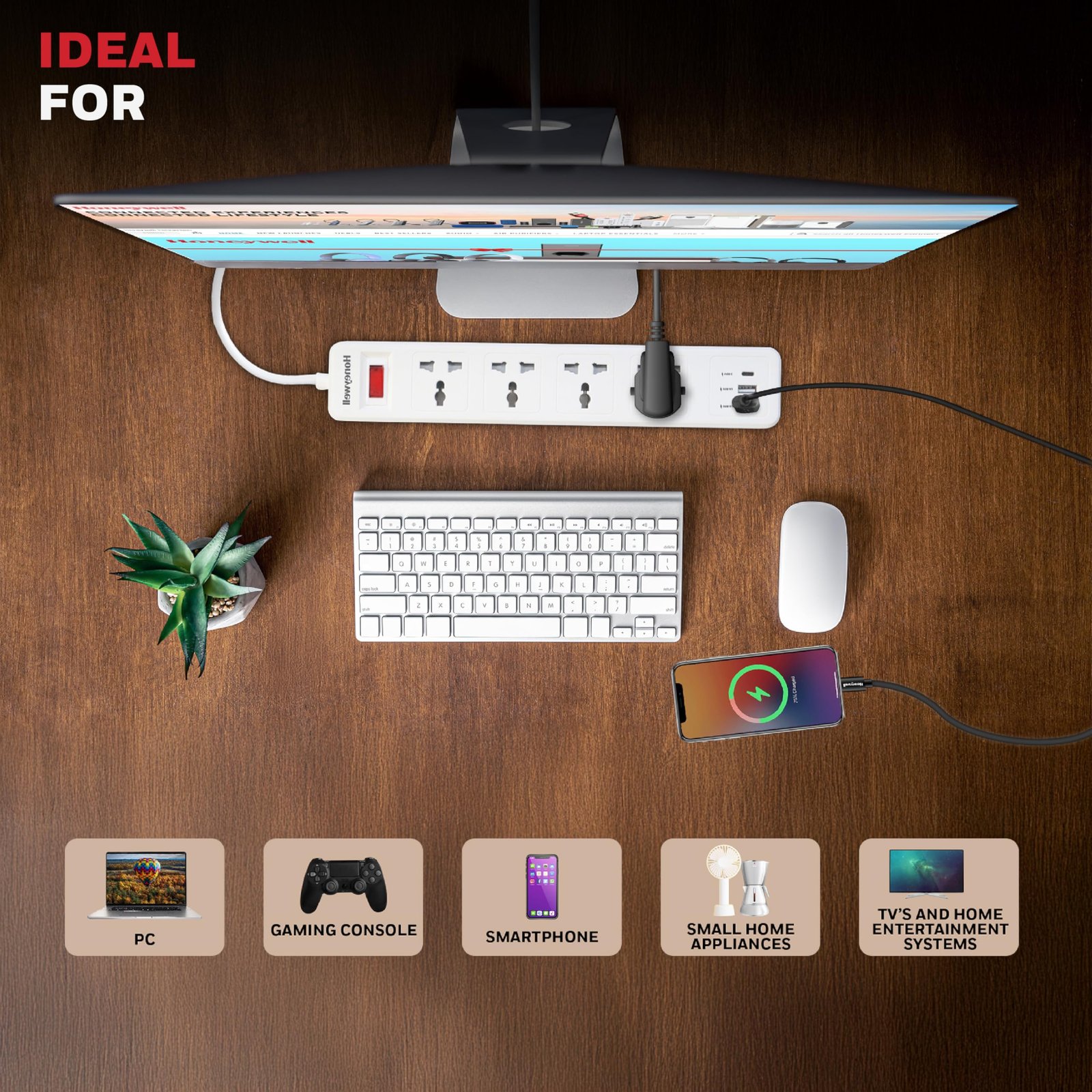 4 Outlet Extension Board with Master Switch, 6 Amps, 250V, 1xType C & 2xUSB, 4 International Sockets, Pure Copper, 6 Advanced Safety Features, 2 Mtr Power Cord, BIS Certified, 1 yr Warranty - Image 6