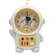 Astronaut Alarm Clock for Kids, Space Travel Theme, White, Cute Figurine Design, Table Clock
