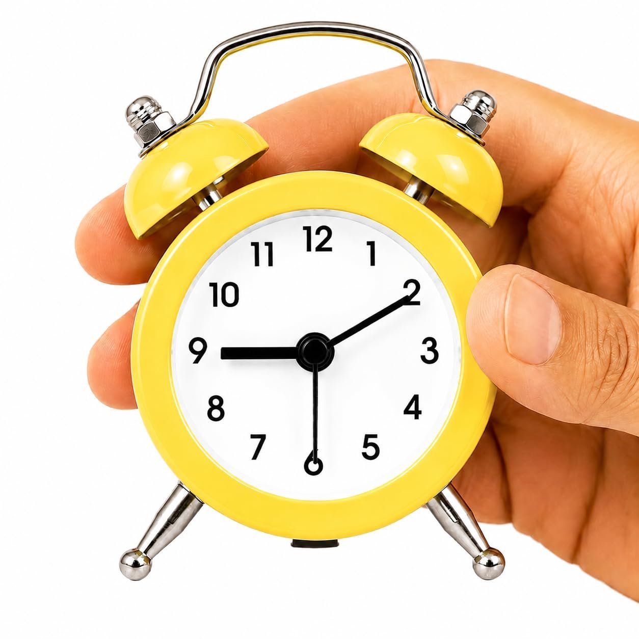 Dreamy Retro Metal Body Cute Small Mini Twin Bell Shaped Alarm Clock with Soft Alaram Sound for Gift, Kids, Students (Sunflower Yellow)