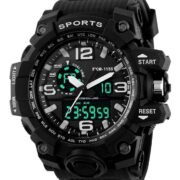 Black Analog Digital Sports Watch for Men