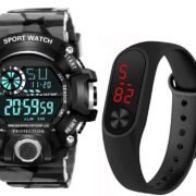 ® Premium Brand - Digital Watch with White Shockproof Multi-Functional Automatic 5 Color Army Strap Waterproof Digital Sports Watch for Men's Kids Watch for Boys - Watch for Men Pack of 2